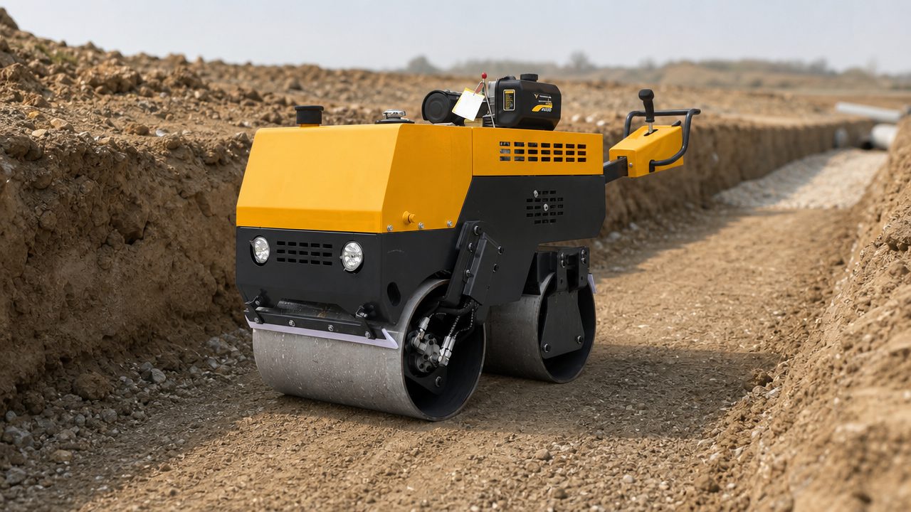 LUXIN LX008JS 0.8-Ton Fully Hydraulic Walk-Behind Double Drum Vibratory Roller - Image 2