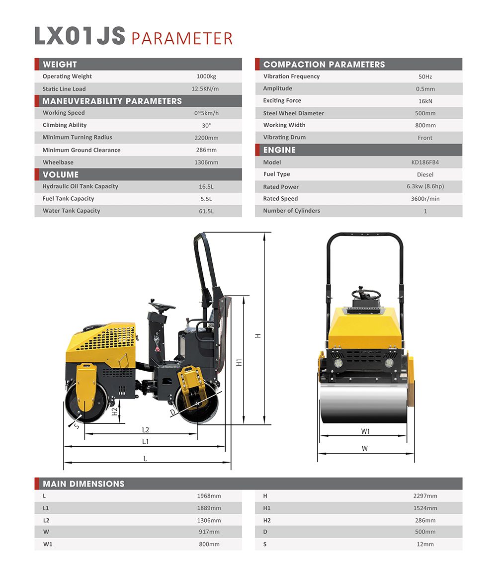 1T Mechanical Double Drum Roller-LX01JS - Image 8