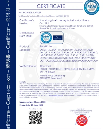 LUXIN road roller CE certificate